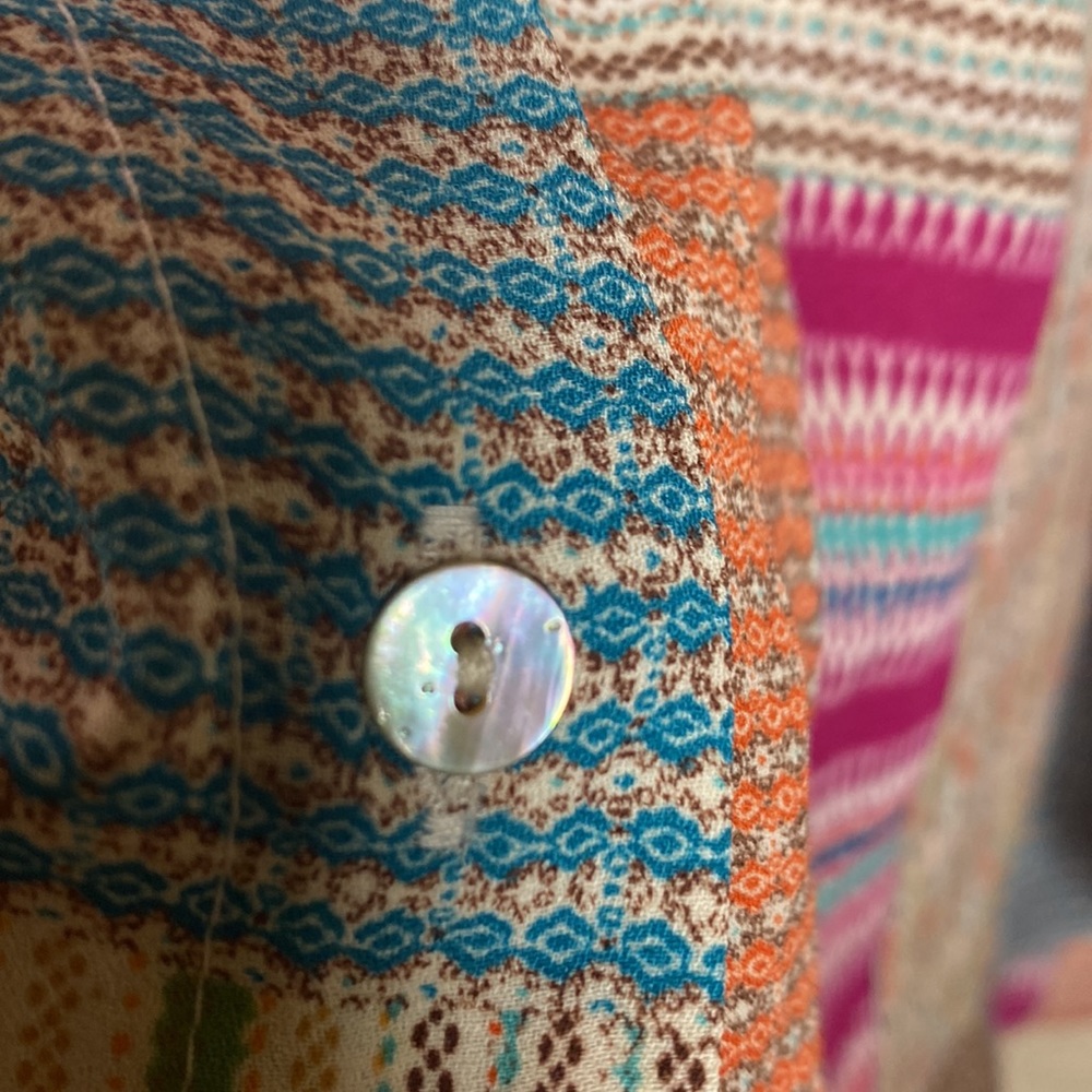 Rose + Olive Patchwork Button Down Sleeveless Top… - image 5